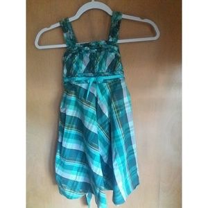 4/$25 Emily West Blue Plaid Sleeveless Girls Dress